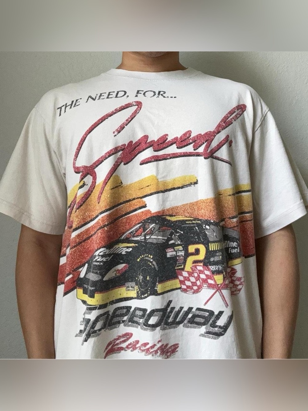 Pacsun Need for Speed Nascar AOP Graphics White Tee Shirt